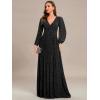 imageEverPretty Womens ALine Formal Wedding Guest Dresses Long Lantern Sleeves Floor Length Glitter Evening GownsBlack