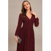 imageEverPretty Womens ALine Formal Wedding Guest Dresses Long Lantern Sleeves Floor Length Glitter Evening GownsBurgundy