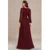 imageEverPretty Womens ALine Formal Wedding Guest Dresses Long Lantern Sleeves Floor Length Glitter Evening GownsBurgundy