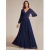 imageEverPretty Womens ALine Formal Wedding Guest Dresses Long Lantern Sleeves Floor Length Glitter Evening GownsNavy Blue
