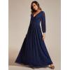 imageEverPretty Womens ALine Formal Wedding Guest Dresses Long Lantern Sleeves Floor Length Glitter Evening GownsNavy Blue