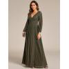 imageEverPretty Womens ALine Formal Wedding Guest Dresses Long Lantern Sleeves Floor Length Glitter Evening GownsOlive