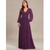 imageEverPretty Womens ALine Formal Wedding Guest Dresses Long Lantern Sleeves Floor Length Glitter Evening GownsPurple Wisteria