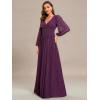 imageEverPretty Womens ALine Formal Wedding Guest Dresses Long Lantern Sleeves Floor Length Glitter Evening GownsPurple Wisteria