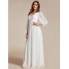 imageEverPretty Womens ALine Formal Wedding Guest Dresses Long Lantern Sleeves Floor Length Glitter Evening GownsWhite