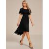 imageEverPretty Womens Chiffon Crew Neck Empire Waist Short Sleeve Semi Formal Dresses Wedding Guest Dress 02053Black