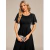imageEverPretty Womens Chiffon Crew Neck Empire Waist Short Sleeve Semi Formal Dresses Wedding Guest Dress 02053Black