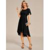 imageEverPretty Womens Chiffon Crew Neck Empire Waist Short Sleeve Semi Formal Dresses Wedding Guest Dress 02053Black