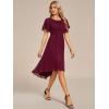 imageEverPretty Womens Chiffon Crew Neck Empire Waist Short Sleeve Semi Formal Dresses Wedding Guest Dress 02053Burgundy