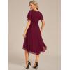imageEverPretty Womens Chiffon Crew Neck Empire Waist Short Sleeve Semi Formal Dresses Wedding Guest Dress 02053Burgundy