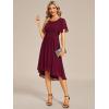 imageEverPretty Womens Chiffon Crew Neck Empire Waist Short Sleeve Semi Formal Dresses Wedding Guest Dress 02053Burgundy