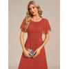 imageEverPretty Womens Chiffon Crew Neck Empire Waist Short Sleeve Semi Formal Dresses Wedding Guest Dress 02053Burnt Orange
