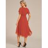 imageEverPretty Womens Chiffon Crew Neck Empire Waist Short Sleeve Semi Formal Dresses Wedding Guest Dress 02053Burnt Orange