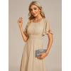 imageEverPretty Womens Chiffon Crew Neck Empire Waist Short Sleeve Semi Formal Dresses Wedding Guest Dress 02053Champagne