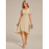imageEverPretty Womens Chiffon Crew Neck Empire Waist Short Sleeve Semi Formal Dresses Wedding Guest Dress 02053Champagne