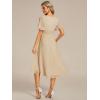 imageEverPretty Womens Chiffon Crew Neck Empire Waist Short Sleeve Semi Formal Dresses Wedding Guest Dress 02053Champagne