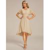 imageEverPretty Womens Chiffon Crew Neck Empire Waist Short Sleeve Semi Formal Dresses Wedding Guest Dress 02053Champagne