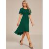 imageEverPretty Womens Chiffon Crew Neck Empire Waist Short Sleeve Semi Formal Dresses Wedding Guest Dress 02053Dark Green