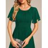 imageEverPretty Womens Chiffon Crew Neck Empire Waist Short Sleeve Semi Formal Dresses Wedding Guest Dress 02053Dark Green