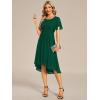 imageEverPretty Womens Chiffon Crew Neck Empire Waist Short Sleeve Semi Formal Dresses Wedding Guest Dress 02053Dark Green