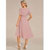 imageEverPretty Womens Chiffon Crew Neck Empire Waist Short Sleeve Semi Formal Dresses Wedding Guest Dress 02053Dusty Rose