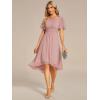 imageEverPretty Womens Chiffon Crew Neck Empire Waist Short Sleeve Semi Formal Dresses Wedding Guest Dress 02053Dusty Rose