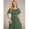 imageEverPretty Womens Chiffon Crew Neck Empire Waist Short Sleeve Semi Formal Dresses Wedding Guest Dress 02053Eucalyptus Green
