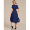 imageEverPretty Womens Chiffon Crew Neck Empire Waist Short Sleeve Semi Formal Dresses Wedding Guest Dress 02053Navy Blue