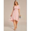 imageEverPretty Womens Chiffon Crew Neck Empire Waist Short Sleeve Semi Formal Dresses Wedding Guest Dress 02053Pink