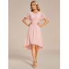 imageEverPretty Womens Chiffon Crew Neck Empire Waist Short Sleeve Semi Formal Dresses Wedding Guest Dress 02053Pink