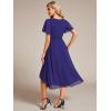 imageEverPretty Womens Chiffon Crew Neck Empire Waist Short Sleeve Semi Formal Dresses Wedding Guest Dress 02053Sapphire Blue