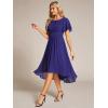 imageEverPretty Womens Chiffon Crew Neck Empire Waist Short Sleeve Semi Formal Dresses Wedding Guest Dress 02053Sapphire Blue