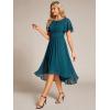 imageEverPretty Womens Chiffon Crew Neck Empire Waist Short Sleeve Semi Formal Dresses Wedding Guest Dress 02053Teal