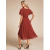imageEverPretty Womens Chiffon Crew Neck Empire Waist Short Sleeve Semi Formal Dresses Wedding Guest Dress 02053Vermilion