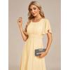 imageEverPretty Womens Chiffon Crew Neck Empire Waist Short Sleeve Semi Formal Dresses Wedding Guest Dress 02053Yellow