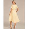 imageEverPretty Womens Chiffon Crew Neck Empire Waist Short Sleeve Semi Formal Dresses Wedding Guest Dress 02053Yellow