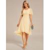 imageEverPretty Womens Chiffon Crew Neck Empire Waist Short Sleeve Semi Formal Dresses Wedding Guest Dress 02053Yellow