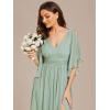 imageEverPretty Womens Elegant V Neck Chiffon Half Sleeves Slit A Line Floor Length Fall Winter Formal Bridesmaid Dress 01886Mint Green
