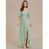 imageEverPretty Womens Elegant V Neck Chiffon Half Sleeves Slit A Line Floor Length Fall Winter Formal Bridesmaid Dress 01886Mint Green
