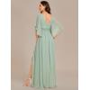 imageEverPretty Womens Elegant V Neck Chiffon Half Sleeves Slit A Line Floor Length Fall Winter Formal Bridesmaid Dress 01886Mint Green