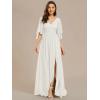 imageEverPretty Womens Elegant V Neck Chiffon Half Sleeves Slit A Line Floor Length Fall Winter Formal Bridesmaid Dress 01886White