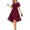 imageEverPretty Womens Chiffon Crew Neck Empire Waist Short Sleeve Semi Formal Dresses Wedding Guest Dress 02053Burgundy