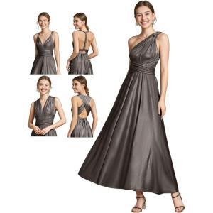imageEverPretty Womens Summer Glitter Infinity Dress ALine Convertible Wedding Guest Dress 02410Metallic Black