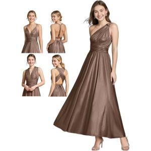 imageEverPretty Womens Summer Glitter Infinity Dress ALine Convertible Wedding Guest Dress 02410Metallic Brown