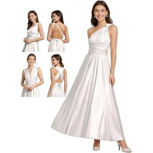 imageEverPretty Womens Summer Glitter Infinity Dress ALine Convertible Wedding Guest Dress 02410Metallic Silver