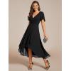 imageEverPretty Womens Chiffon Formal Dresses V Neck Ruffle Sleeves Pleated High Low Wedding Guest Dress 2084Ablack