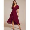 imageEverPretty Womens Chiffon Formal Dresses V Neck Ruffle Sleeves Pleated High Low Wedding Guest Dress 2084Aburgundy