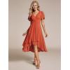 imageEverPretty Womens Chiffon Formal Dresses V Neck Ruffle Sleeves Pleated High Low Wedding Guest Dress 2084Aburnt Orange