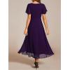 imageEverPretty Womens Chiffon Formal Dresses V Neck Ruffle Sleeves Pleated High Low Wedding Guest Dress 2084Adeep Purple