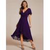imageEverPretty Womens Chiffon Formal Dresses V Neck Ruffle Sleeves Pleated High Low Wedding Guest Dress 2084Adeep Purple